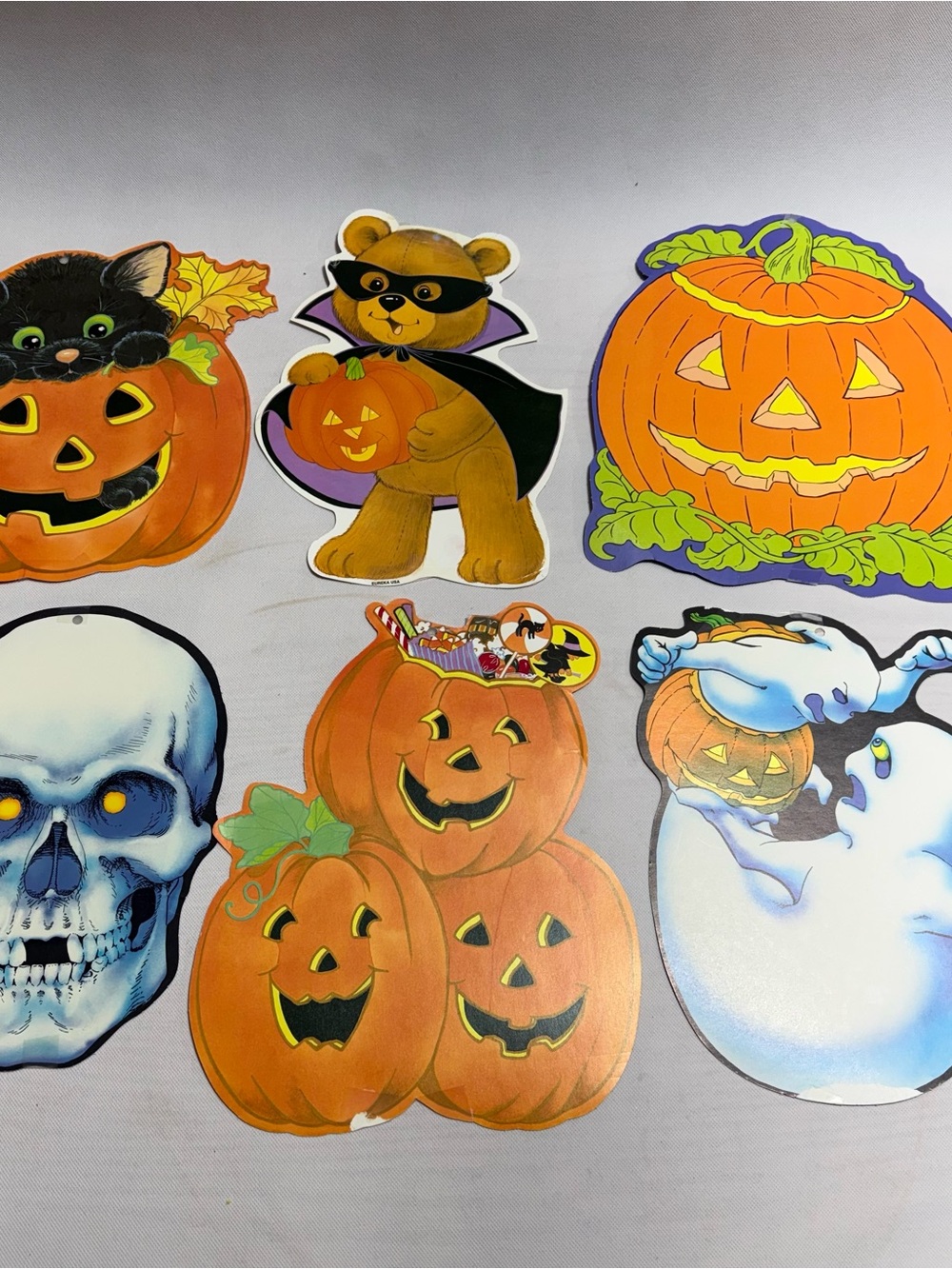 Vintage Halloween Die Cut Decorations Lot 6 Eureka USA Double Sided READ